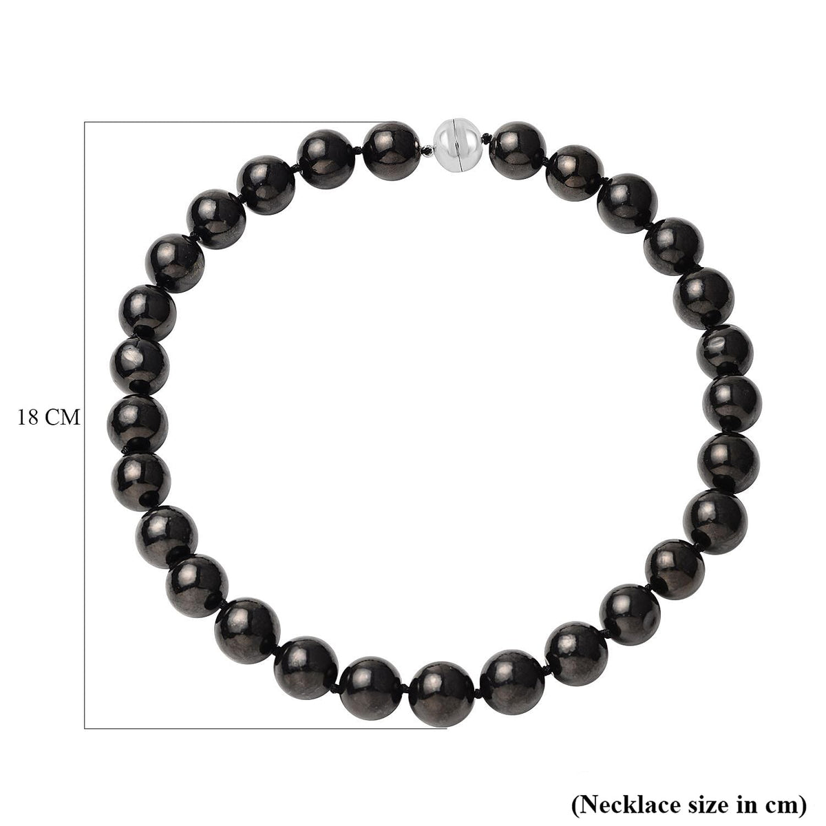 Shungite Bead Necklace (Size - 20) with Magnetic Clasp in Rhodium Overlay Sterling Silver 800 Ct. 8198446 5