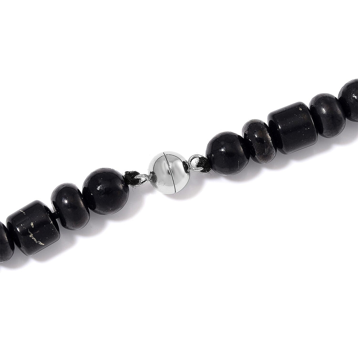 Natural Shungite Necklace (Size - 18-2 Ext.) with Magnetic Clasp in Rhodium Overlay Sterling Silver 240.00 Ct. 7979701 5