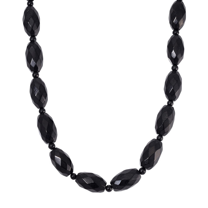 Natural Faceted Shungite Necklace (Size 18-2 Ext.) in Rhodium Overlay Sterling Silver 523.50 Ct. 8102586 1