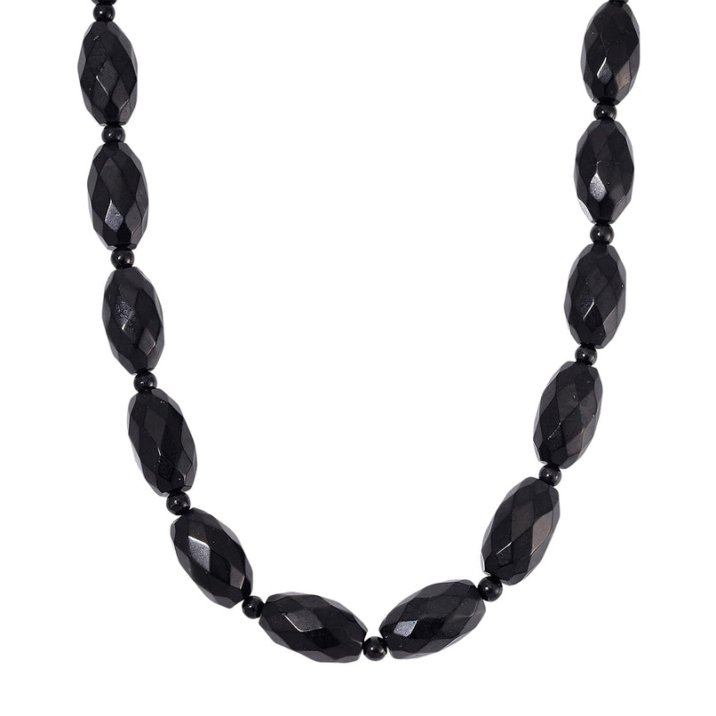 Natural Faceted Shungite Necklace (Size 18-2 Ext.) in Rhodium Overlay Sterling Silver 523.50 Ct.