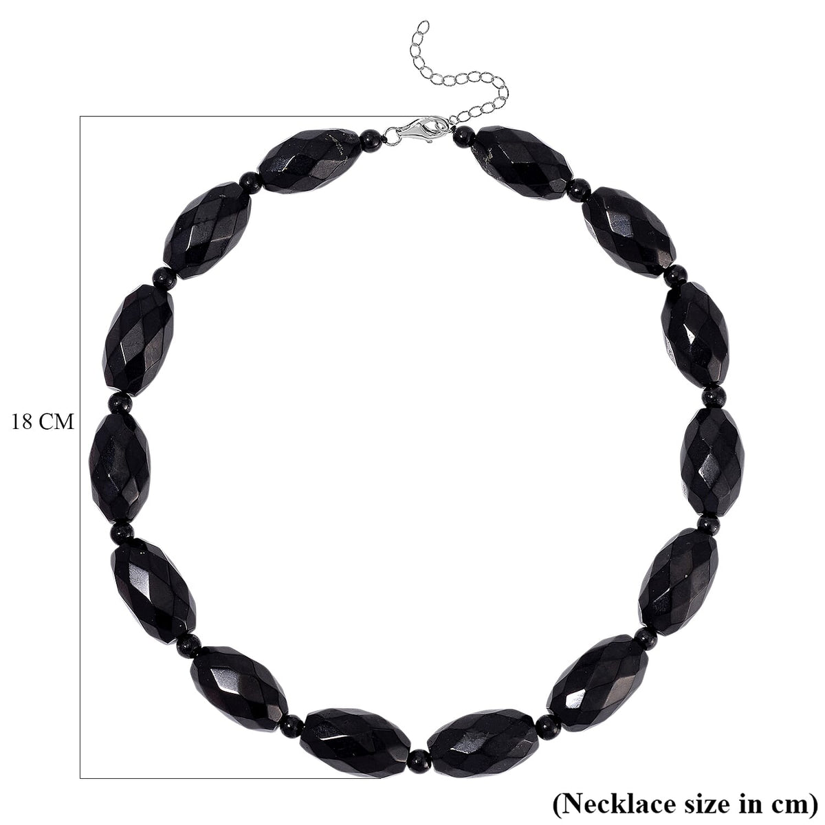 Natural Faceted Shungite Necklace (Size 18-2 Ext.) in Rhodium Overlay Sterling Silver 523.50 Ct. 8102586 5