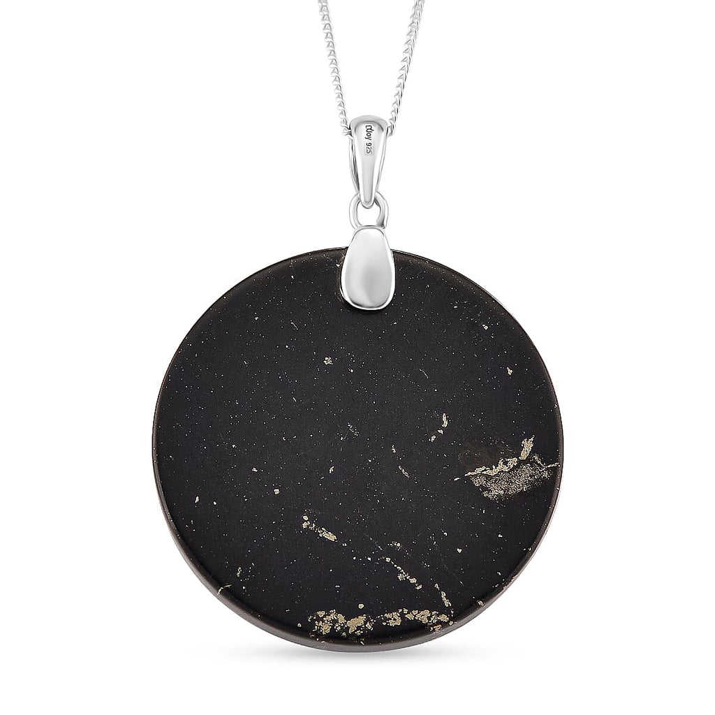 Natural Shungite Phoenix Pendant with Chain (Size 18) in Rhodium Overlay Sterling Silver 53.87 Ct.