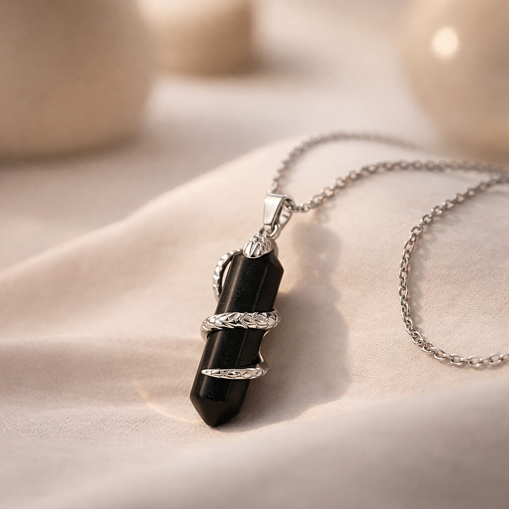 Natural Shungite Snake Pendant with Chain (Size 20) 20.00 Ct 4454759 3