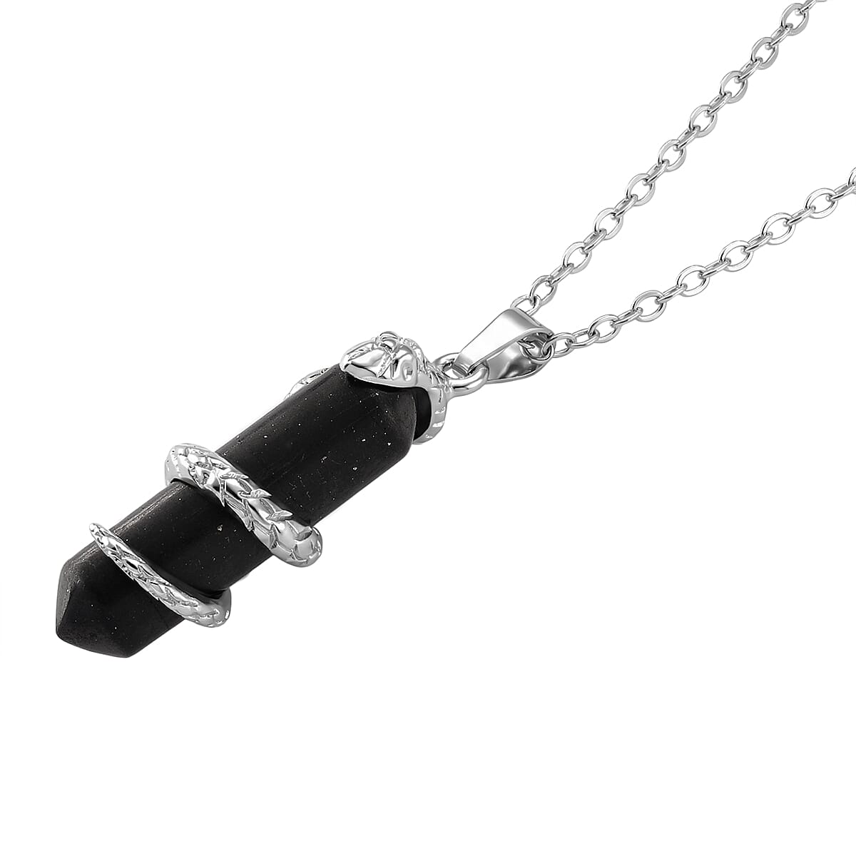 Natural Shungite Snake Pendant with Chain (Size 20) 20.00 Ct 4454759 4