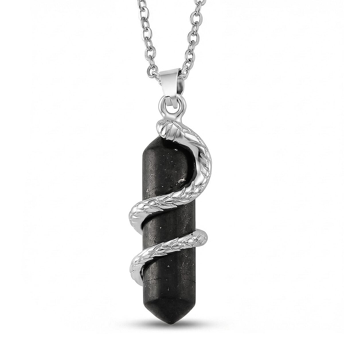 Natural Shungite Snake Pendant with Chain (Size 20) 20.00 Ct 4454759 5