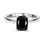 Natural Elite Shungite Solitaire Ring in Sterling Silver