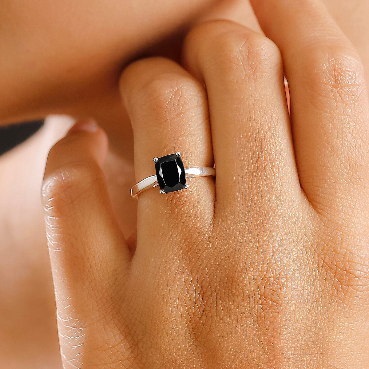 Natural Elite Shungite Solitaire Ring in Sterling Silver 7970199 2