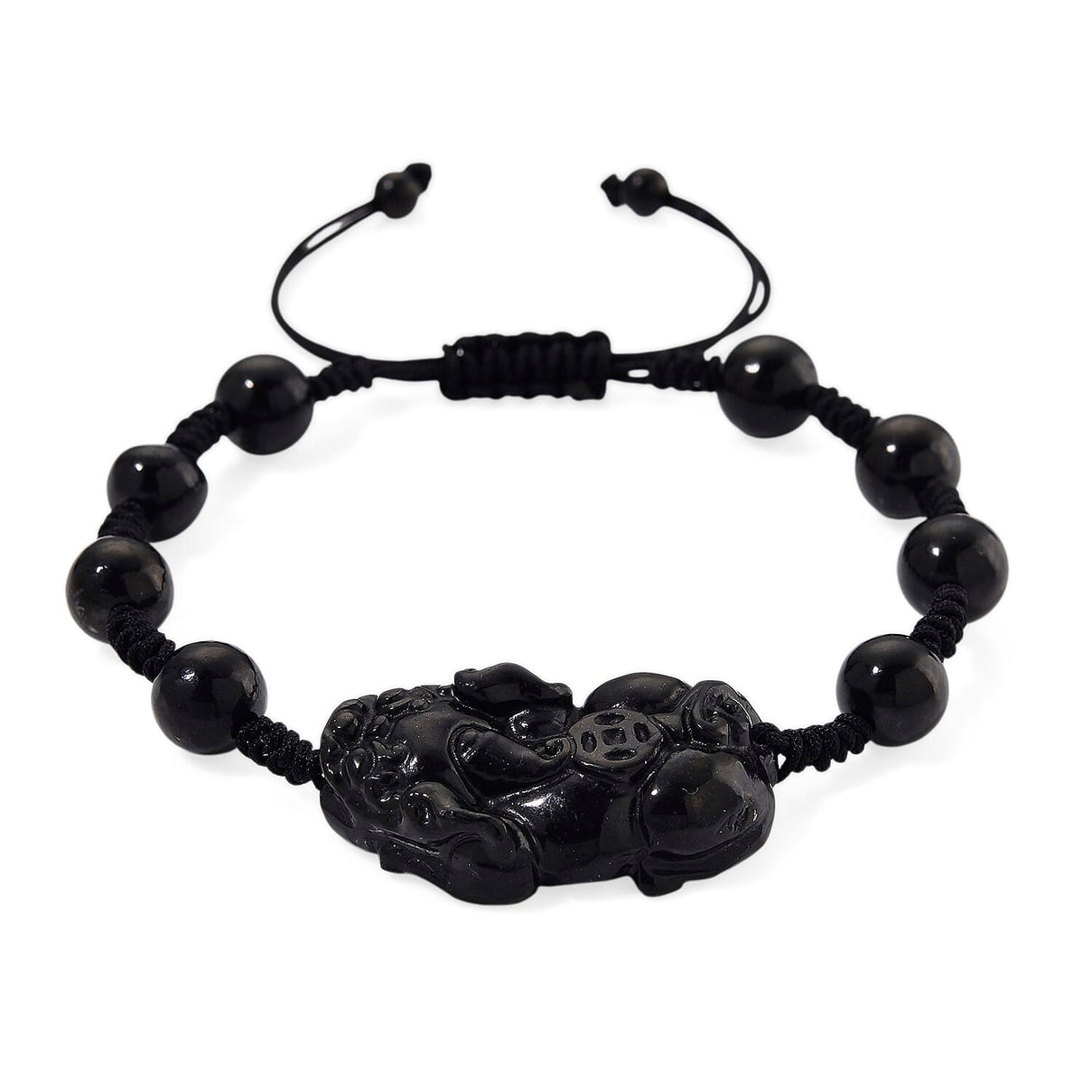 Natural Shungite Pixiu Adjustable Bracelet (Size 6.5 - 9 Adjustable) 70.00 Ct. 8247648 0
