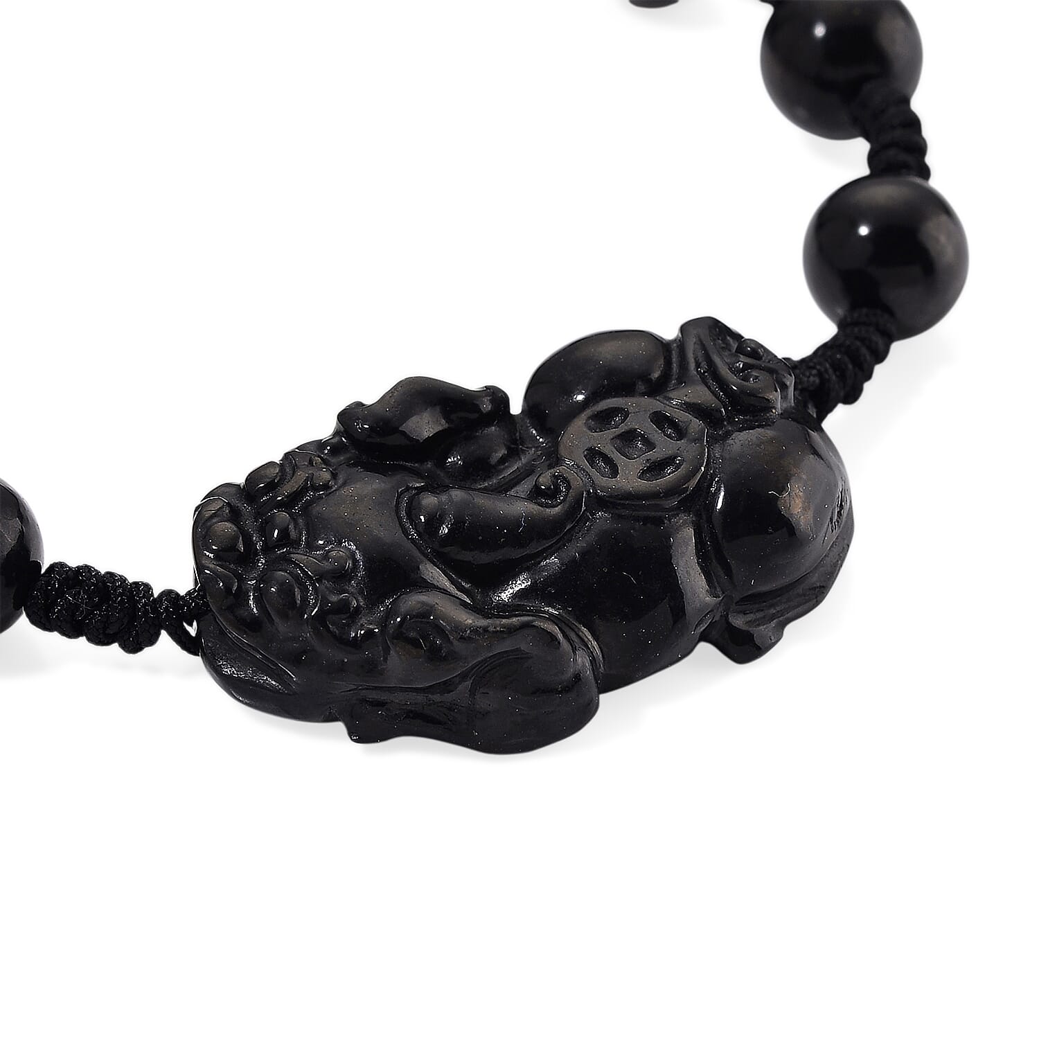 Natural Shungite Pixiu Adjustable Bracelet (Size 6.5 - 9 Adjustable) 70.00 Ct. 8247648 5