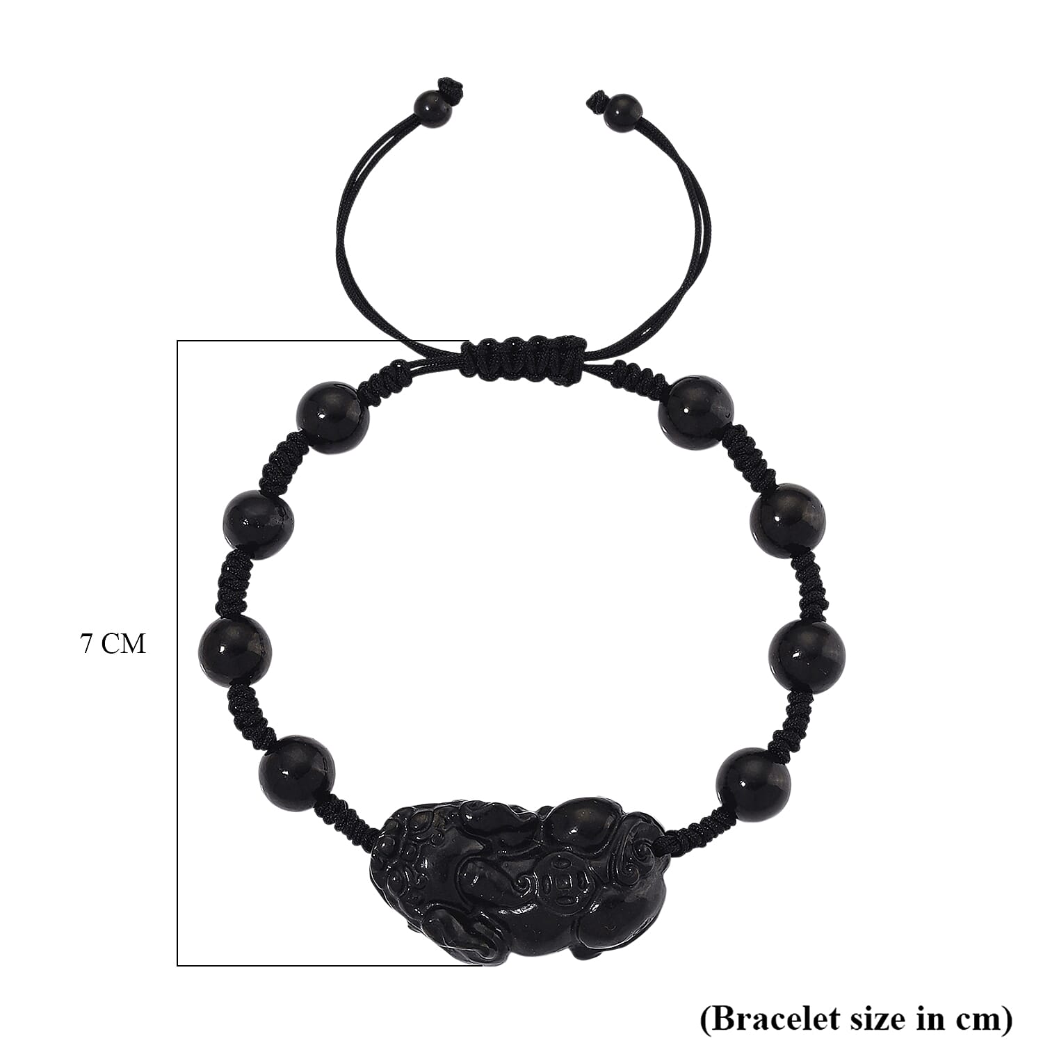 Natural Shungite Pixiu Adjustable Bracelet (Size 6.5 - 9 Adjustable) 70.00 Ct. 8247648 7