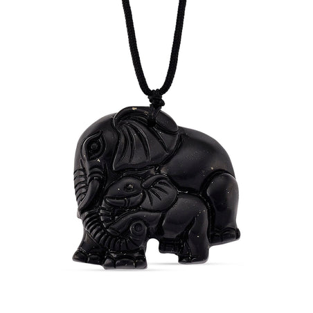 Natural Shungite Adjustable Elephant Necklace (Size-28) 170.00 Ct. 8431480 1