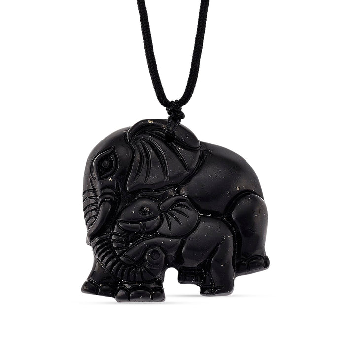 Natural Shungite Adjustable Elephant Necklace (Size-28) 170.00 Ct. 8431480 1