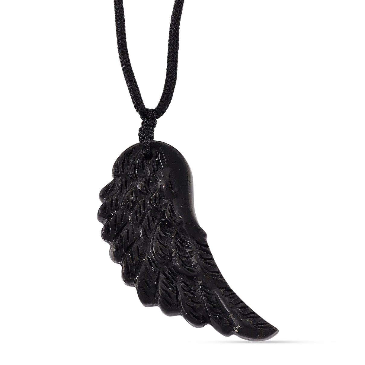 Natural Shungite Angel Wing Adjustable Necklace (Size-28) 30.00 Ct. 8433840 0