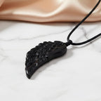 Natural Shungite Angel Wing Adjustable Necklace (Size-28) 30.00 Ct.