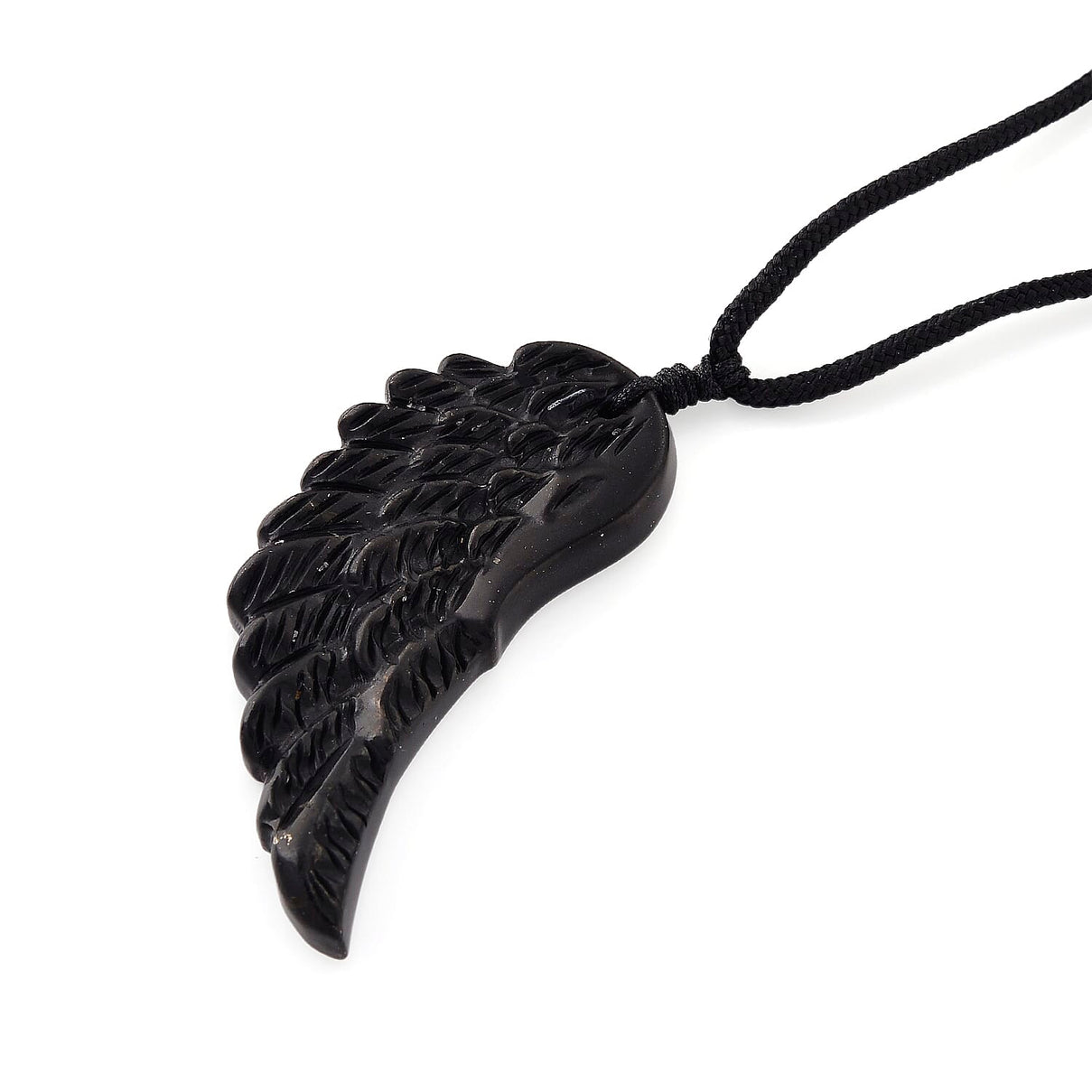 Natural Shungite Angel Wing Adjustable Necklace (Size-28) 30.00 Ct. 8433840 4