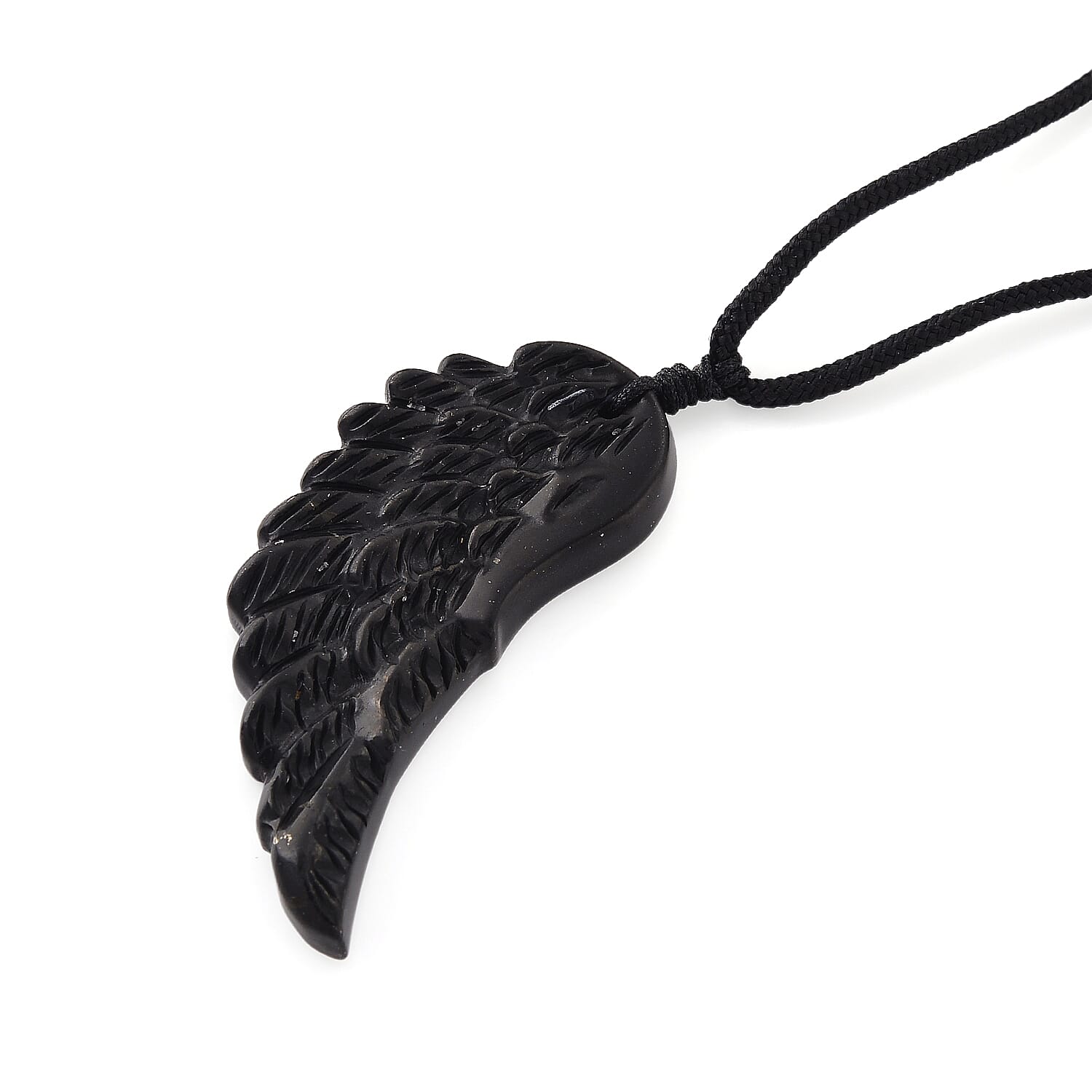 Natural Shungite Angel Wing Adjustable Necklace (Size-28) 30.00 Ct. 8433840 4