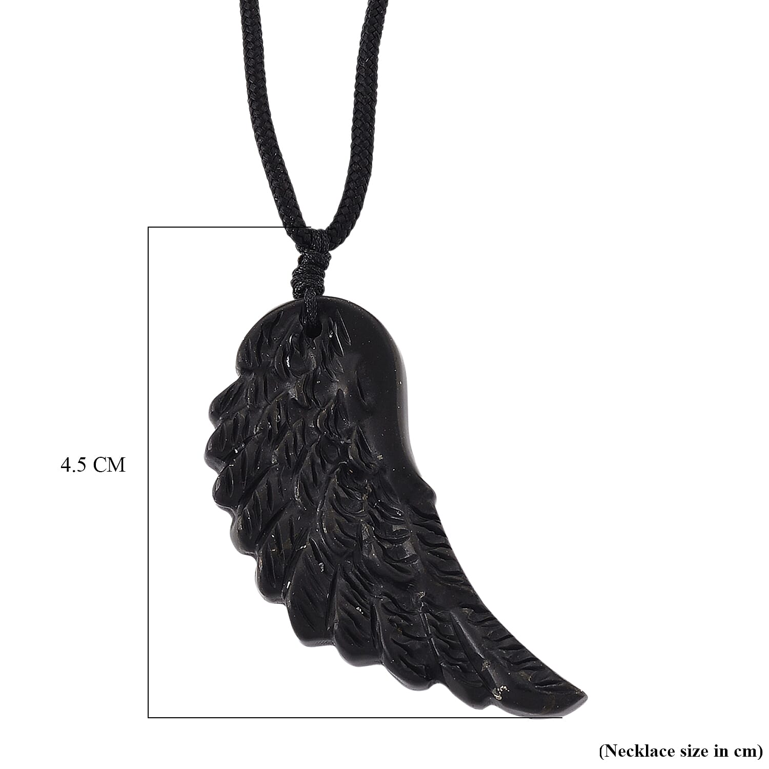 Natural Shungite Angel Wing Adjustable Necklace (Size-28) 30.00 Ct. 8433840 7