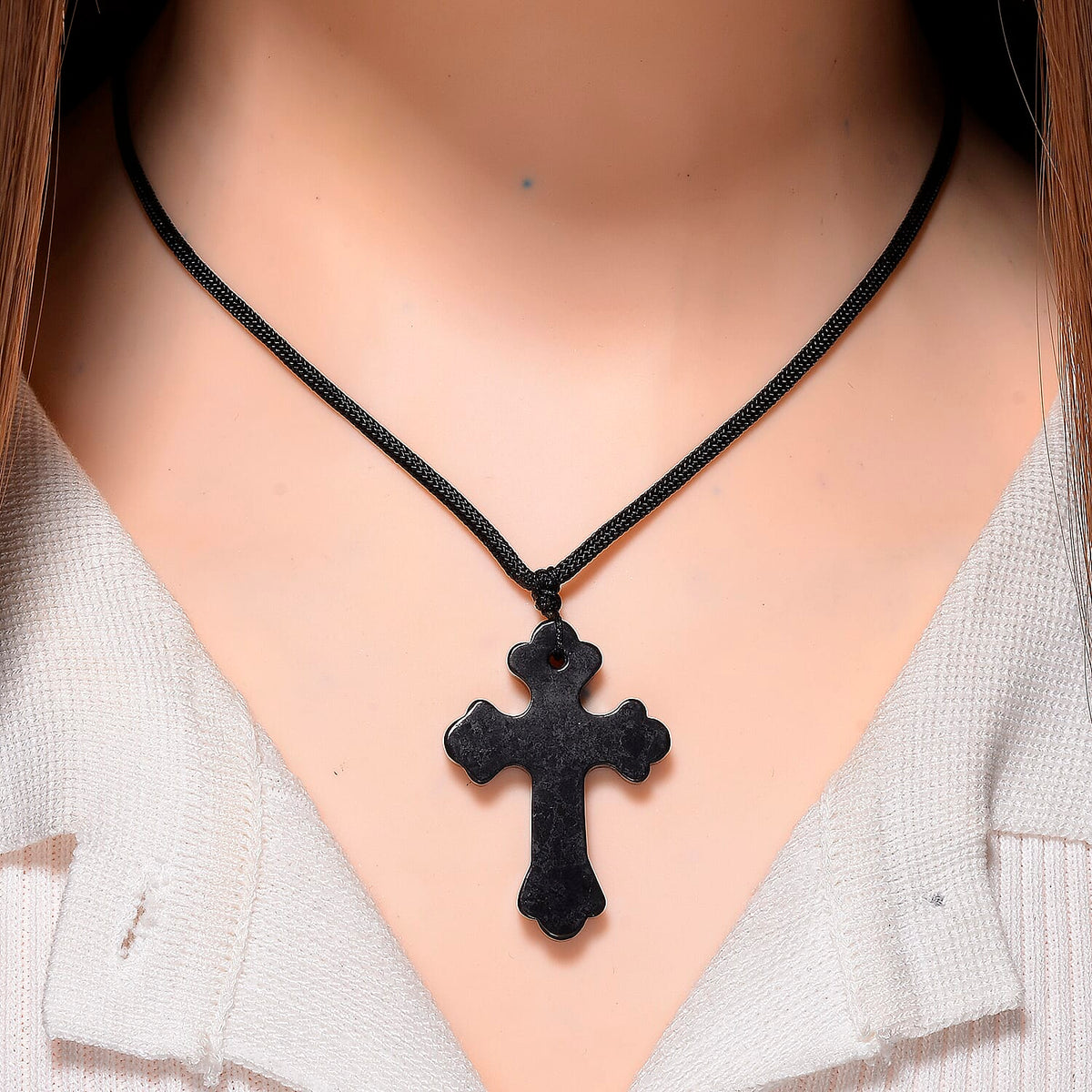Natural Shungite Stone Cross Pendant 35.00 Ct. 8235278 2