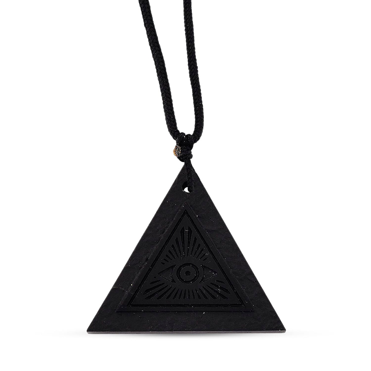 Natural Shungite Carving Cut triangular Adjustable Necklace (size -28) 40.00 Ct. 8431479 0
