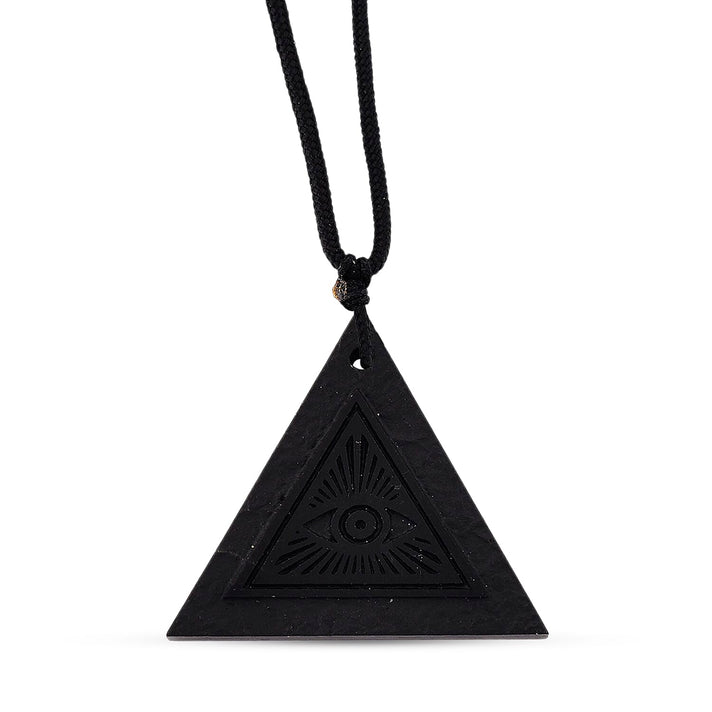 Natural Shungite Carving Cut triangular Adjustable Necklace (size -28) 40.00 Ct. 8431479 1
