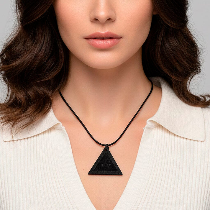 Natural Shungite Carving Cut triangular Adjustable Necklace (size -28) 40.00 Ct. 8431479 2