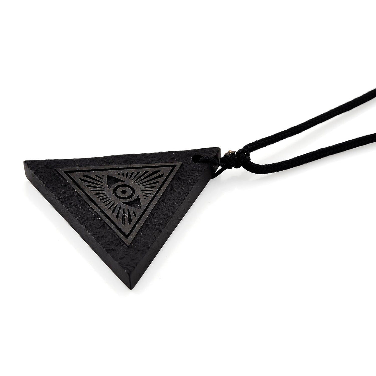 Natural Shungite Carving Cut triangular Adjustable Necklace (size -28) 40.00 Ct. 8431479 4