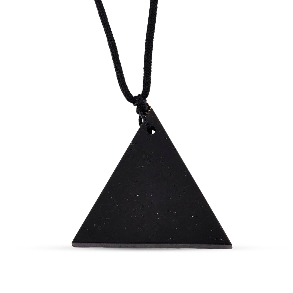 Natural Shungite Carving Cut triangular Adjustable Necklace (size -28) 40.00 Ct.