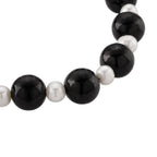 Natural Shungite & White Fresh Water Pearl Beads Adjustable Bracelet (Size 7-7.5) 100.00 Ct.