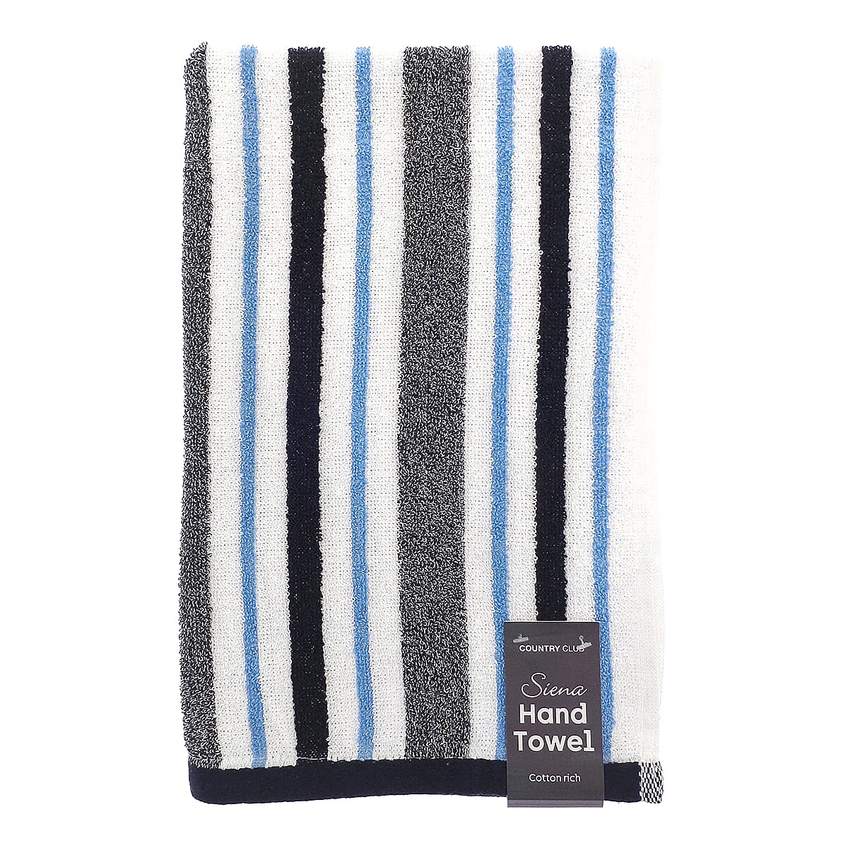 Sienna Stripe Cotton Rich Hand Towel (50 x 80cm) - White &amp; Blue 8502577 0