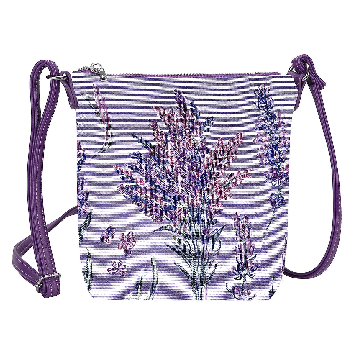 Signare Tapestry Collection - Chinoiserie Lavender Bloom Sling Bag &amp; Zip Coin Purse 8103945 0