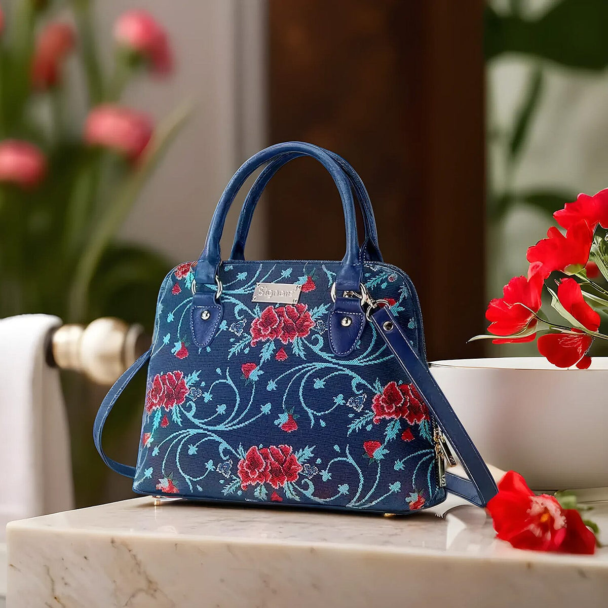 Signare Tapestry Convertible Fabric Handbag - Frida Kahlo Carnation 7759274 1