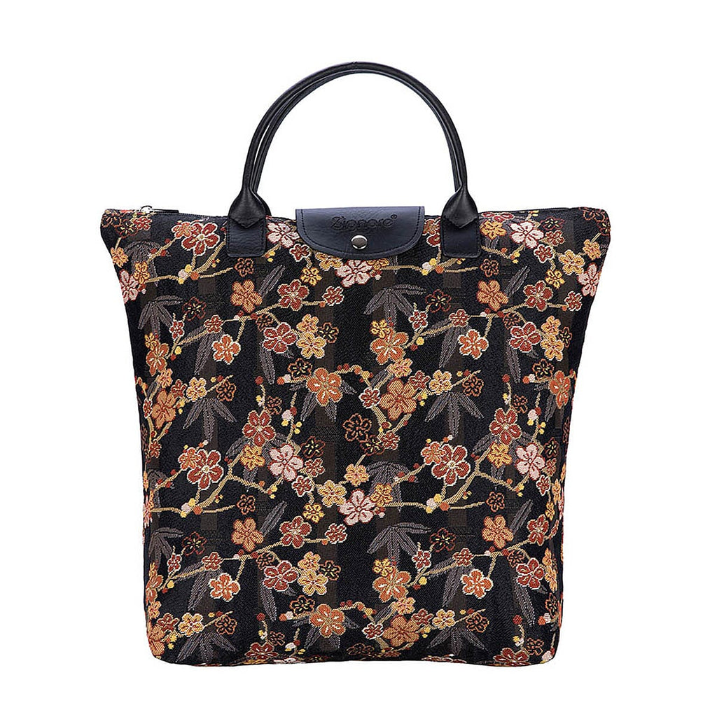 Signare Tapestry Foldaway Bag - Ume Sakura - Gold & Black