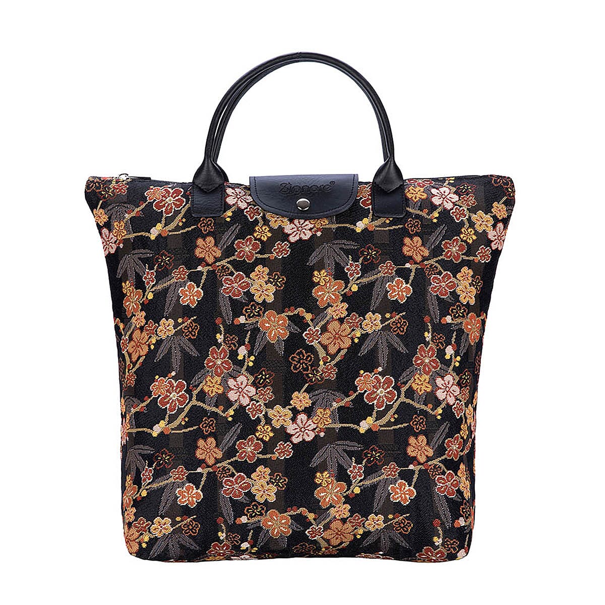 Signare Tapestry Foldaway Bag - Ume Sakura - Gold &amp; Black 7759286 0