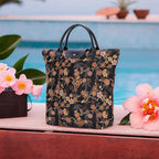 Signare Tapestry Foldaway Bag - Ume Sakura - Gold & Black