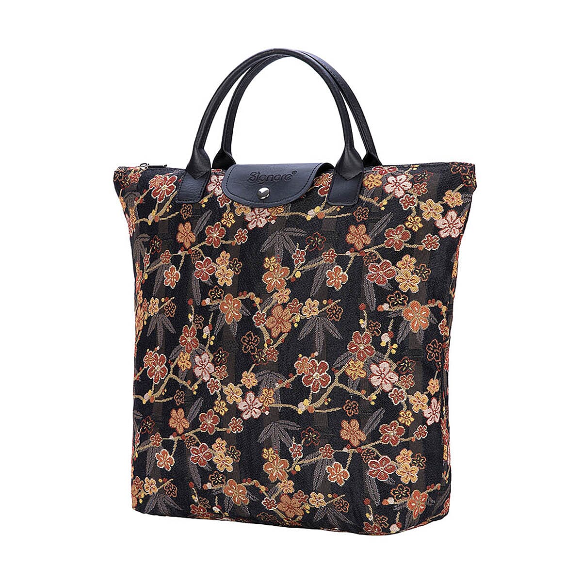 Signare Tapestry Foldaway Bag - Ume Sakura - Gold &amp; Black 7759286 3
