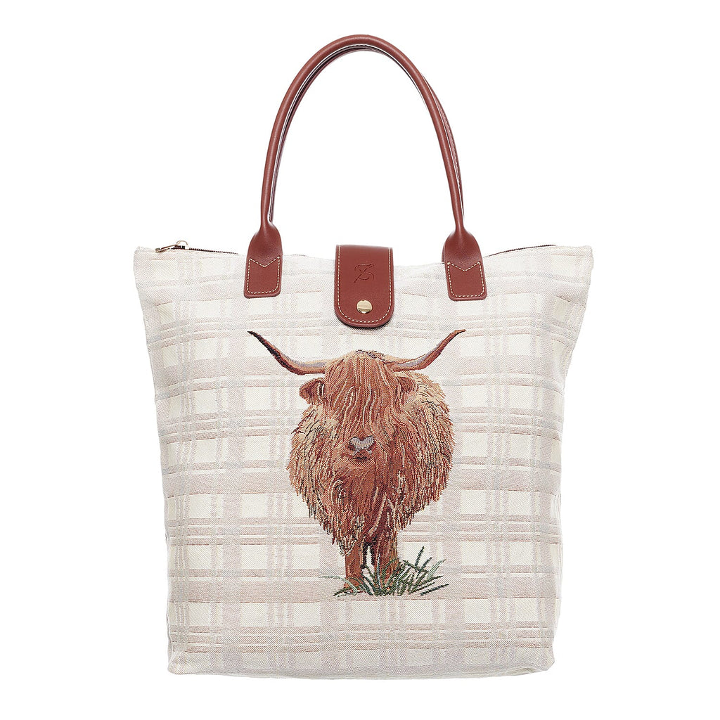 Signare Foldable Bag - Highland Cow