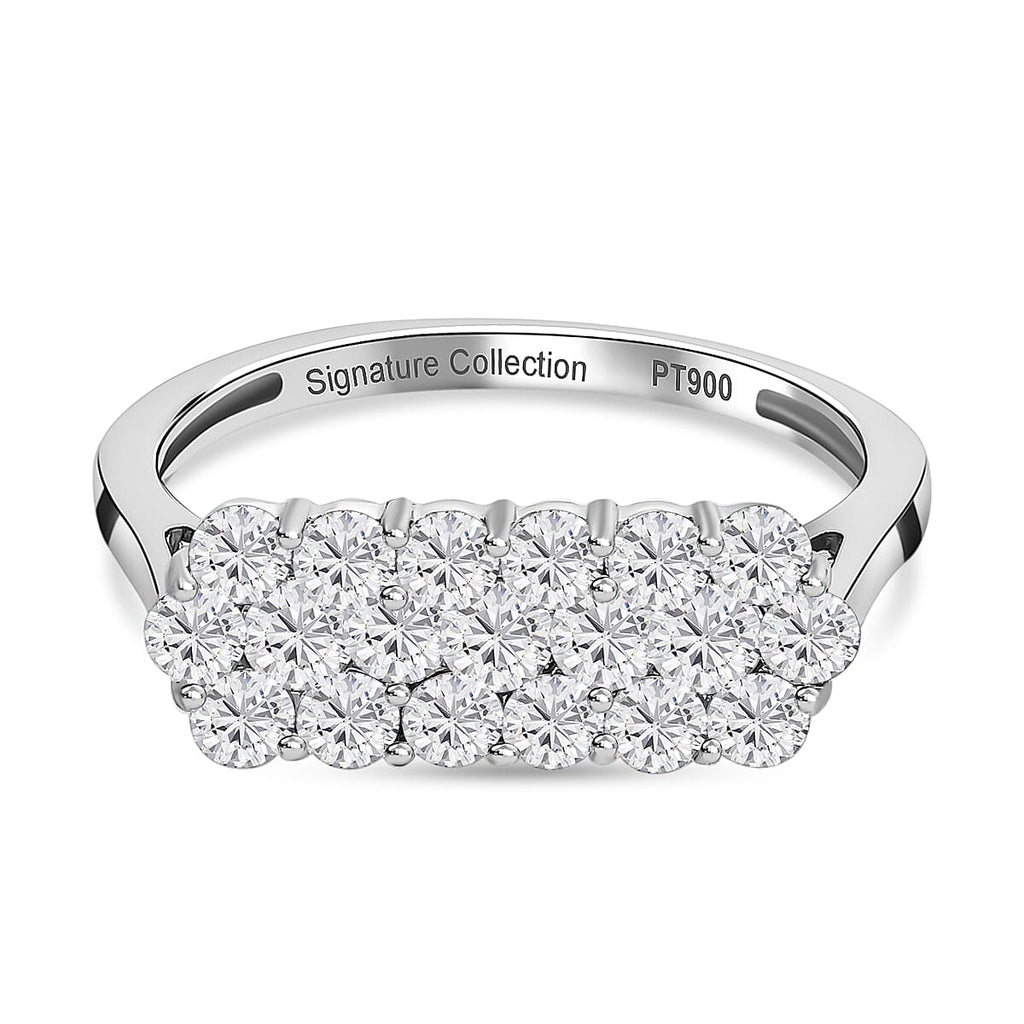 900 Platinum IGI Certified (SI-G-H) Diamond Cluster Ring 1.05 Ct.
