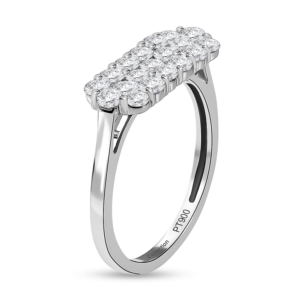 900 Platinum IGI Certified (SI-G-H) Diamond Cluster Ring 1.05 Ct.