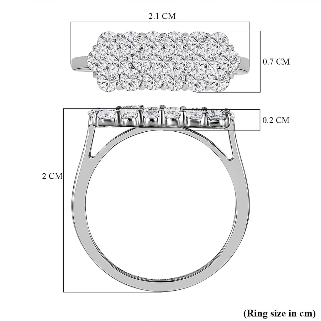 900 Platinum IGI Certified (SI-G-H) Diamond Cluster Ring 1.05 Ct.