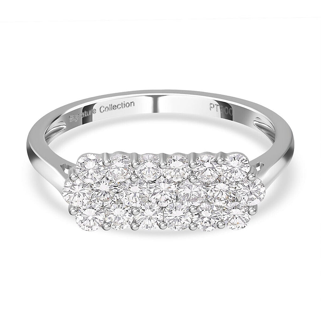 900 Platinum IGI Certified (SI-G-H) Diamond Cluster Ring 1.05 Ct.