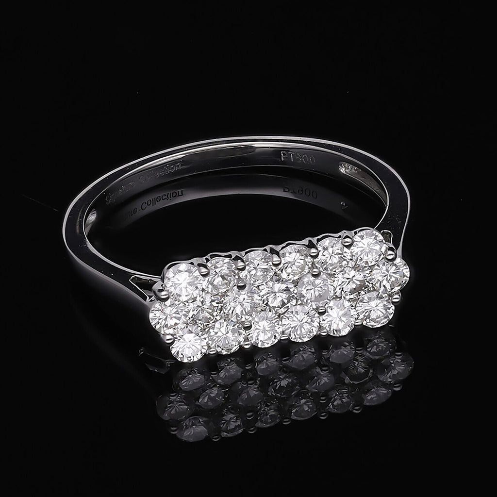 900 Platinum IGI Certified (SI-G-H) Diamond Cluster Ring 1.05 Ct.