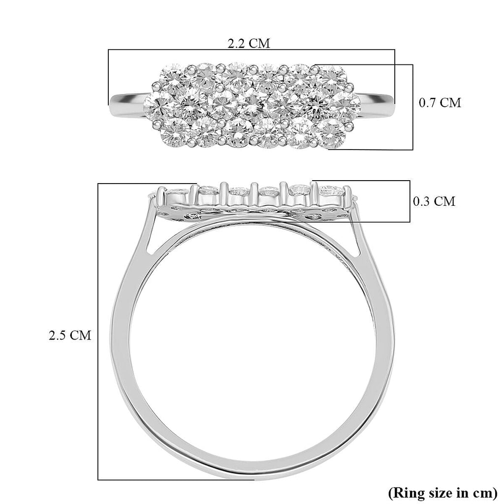 900 Platinum IGI Certified (SI-G-H) Diamond Cluster Ring 1.05 Ct.