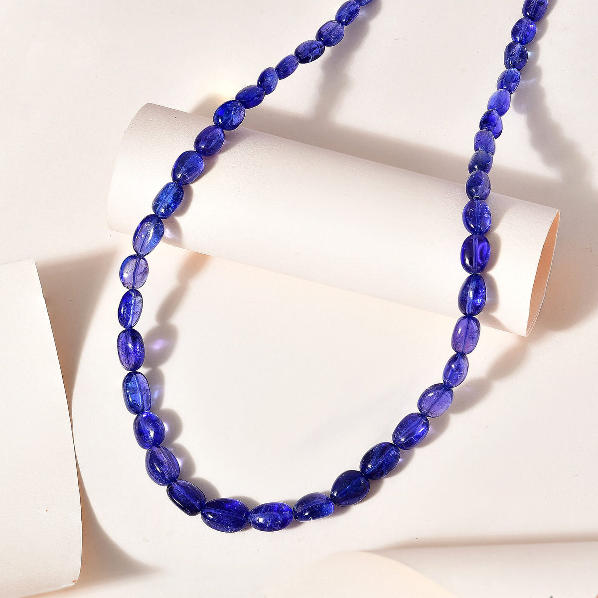 Appraised and Certified 950 Platinum AAAA Tanzanite Necklace (Size - 18) 141.36 Ct. 7669097 1