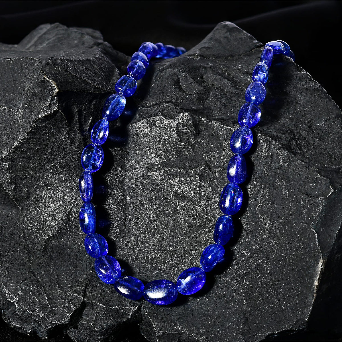 Appraised and Certified 950 Platinum AAAA Tanzanite Necklace (Size - 18) 141.36 Ct. 7669097 2