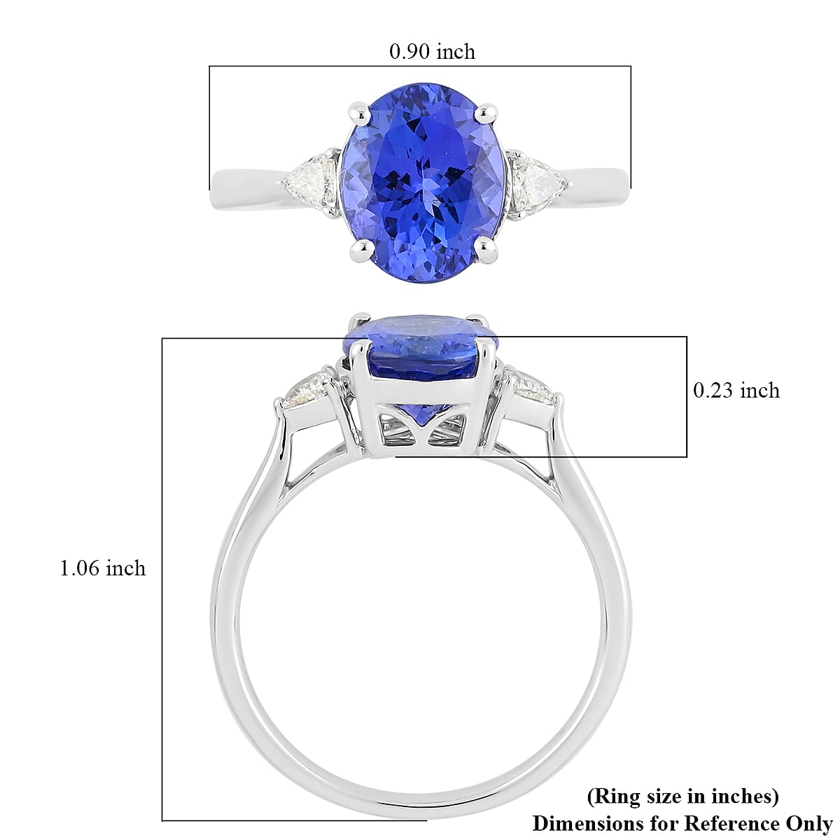 Signature Collection RHAPSODY 950 Platinum AAAA Tanzanite and Diamond (SI/G-H) Ring 3.30 Ct. 7230808 9