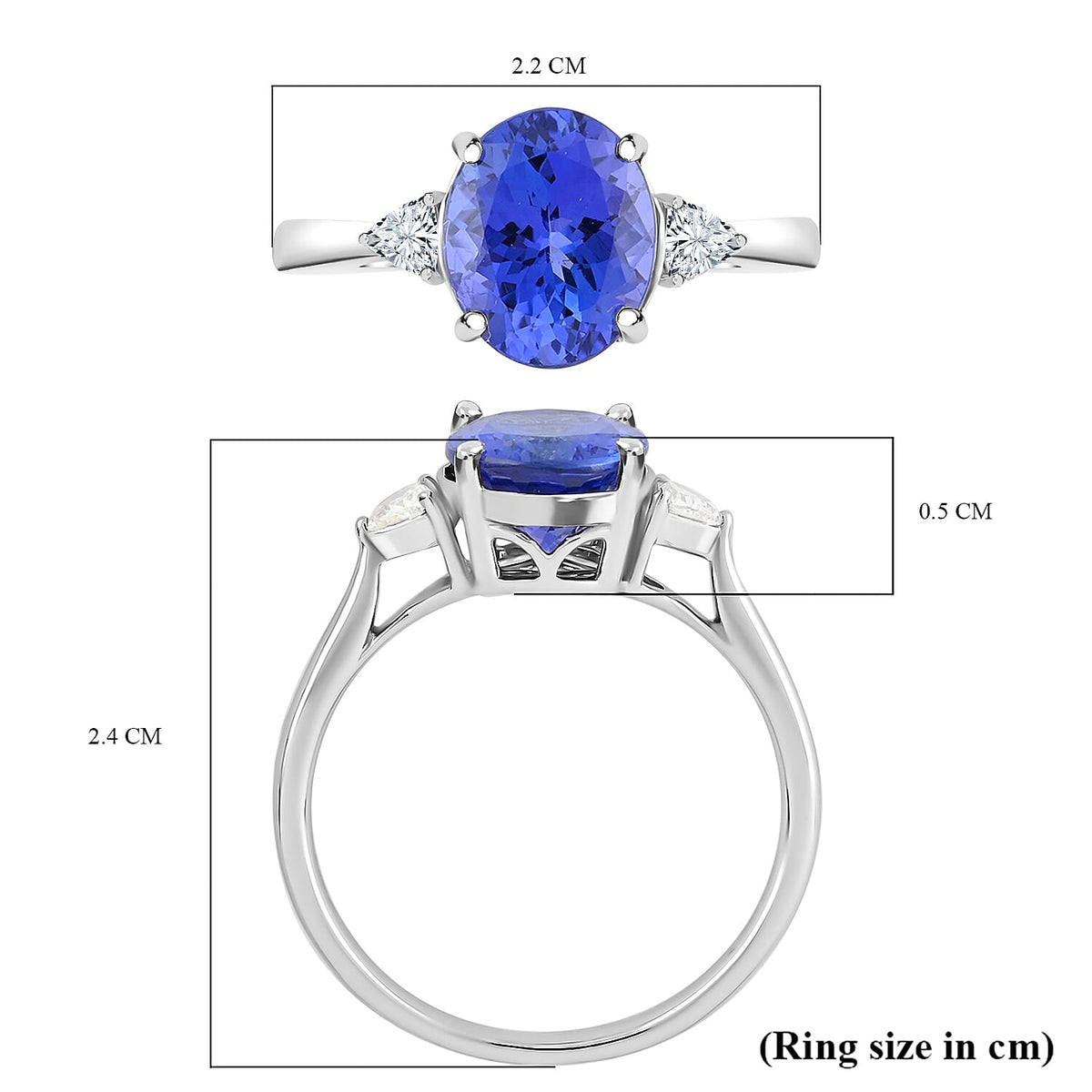 Signature Collection RHAPSODY 950 Platinum AAAA Tanzanite and Diamond (SI/G-H) Ring 3.30 Ct. 7230808 8
