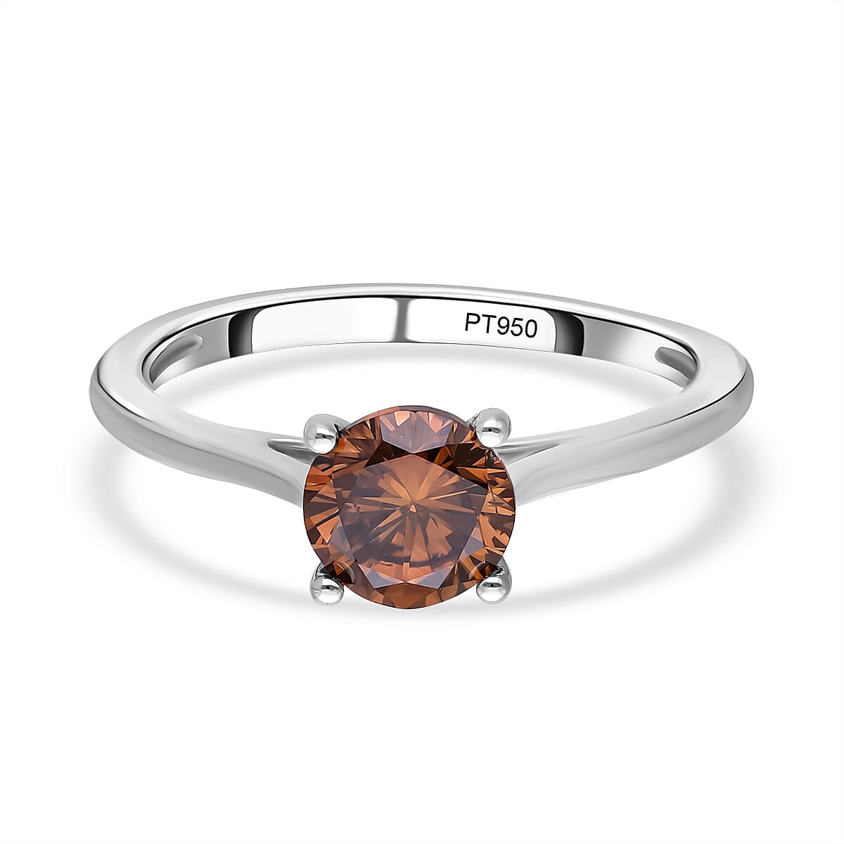 950 Platinum Champagne Diamond SGL Certified (I1-I2) Ring 1.50 Ct 7226497 0