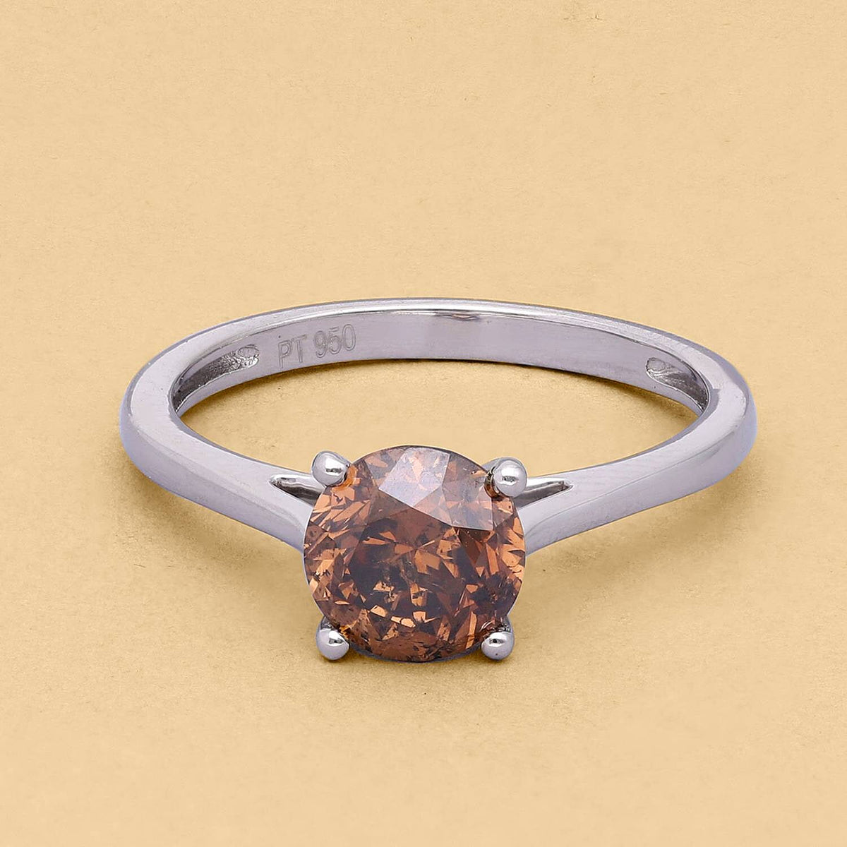 950 Platinum Champagne Diamond SGL Certified (I1-I2) Ring 1.50 Ct 7226497 2