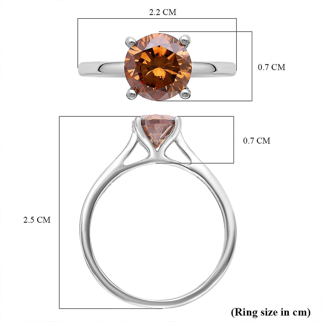 Signature Collection - 950 Platinum Champagne Diamond SGL Certified (I1-I2) Ring 1.50 Ct