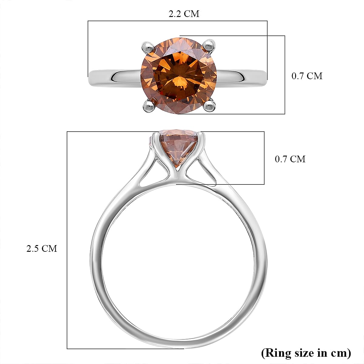 950 Platinum Champagne Diamond SGL Certified (I1-I2) Ring 1.50 Ct 7226497 6